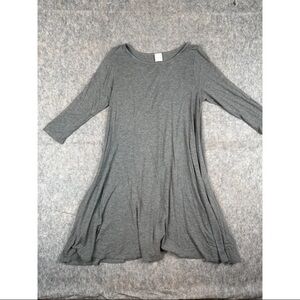 Hershe Asymmetrical A-line Dress Women's S Gray Round Neck 3/4 Sleeve Pullover